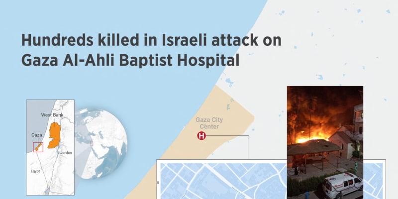 Úřady v Gaze uvádějí, že při náletu na tamní nemocnici zahynulo nejméně 500 lidí.