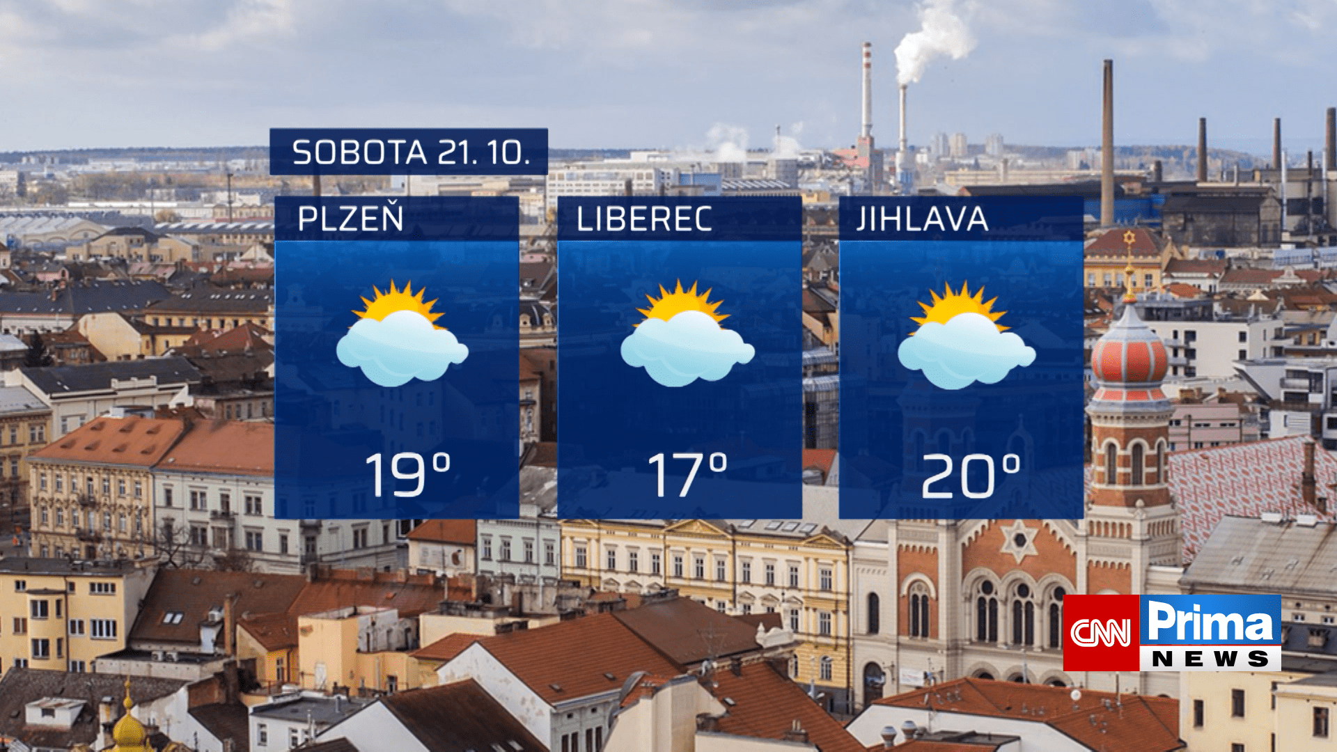 Předpověď počasí na 21. října (Plzeň, Liberec, Jihlava)