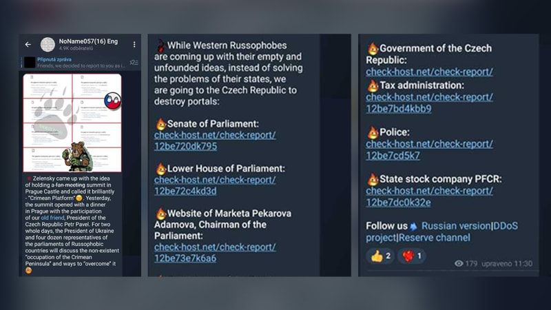Proruská hacktivistická skupina se na Telegramu chlubí DDoS útoky na české weby.