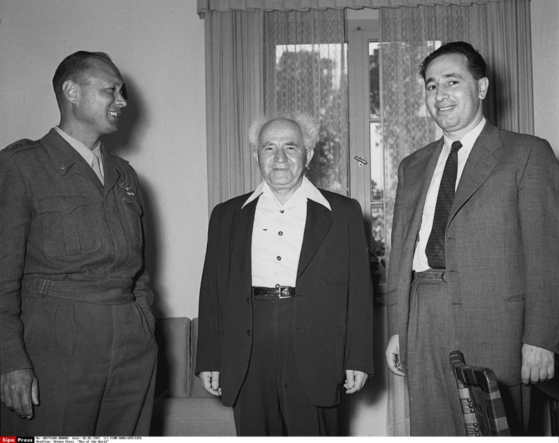 Moše Dajan, David Ben Gurion a Šimon Peres