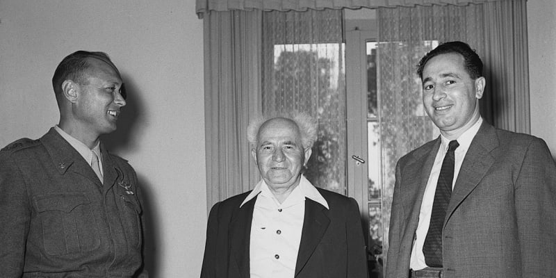 Moše Dajan, David Ben Gurion a Šimon Peres