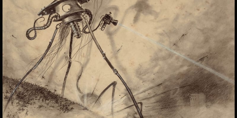 Ilustrace k románu Válka světů H. G. Wellse