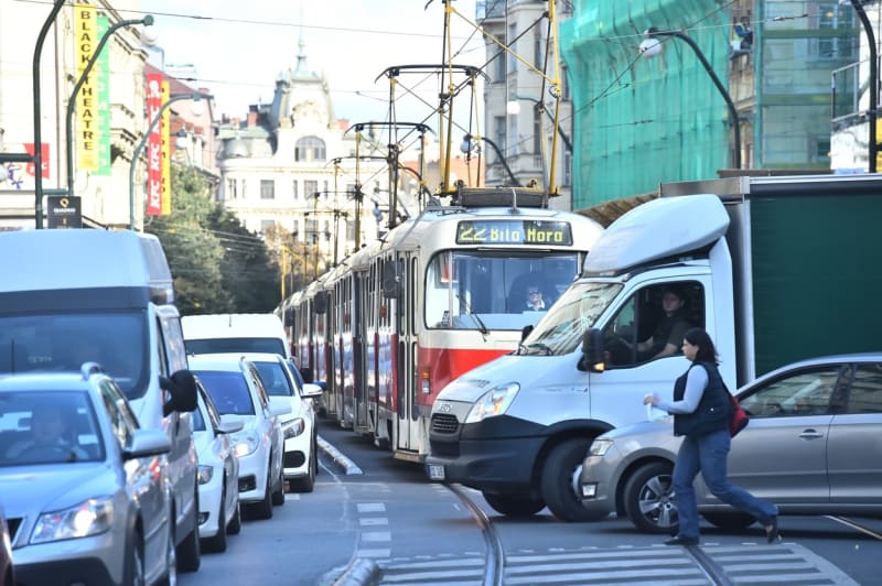 Ucpaná doprava v centru Prahy (Ilustrační foto)