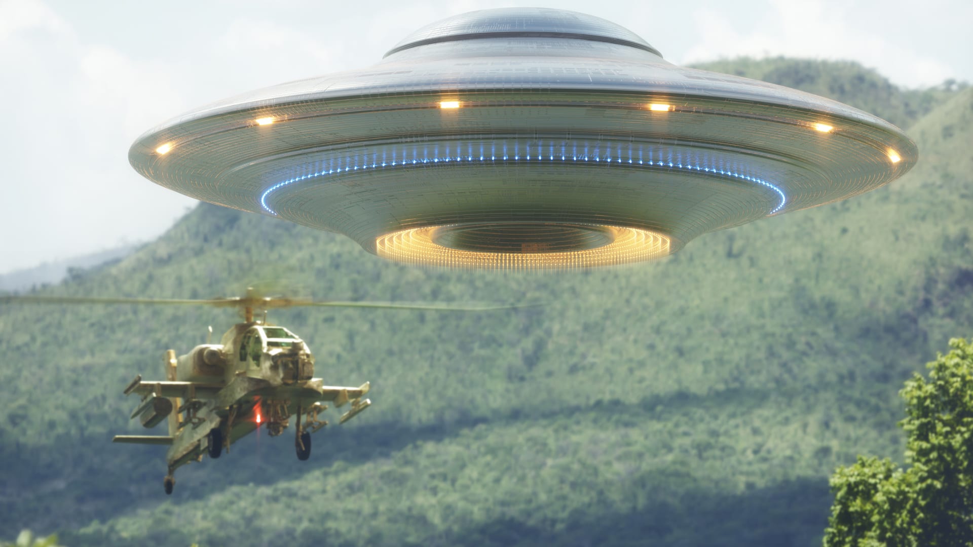 Střet vrtulníku s UFO (ilustrační foto)