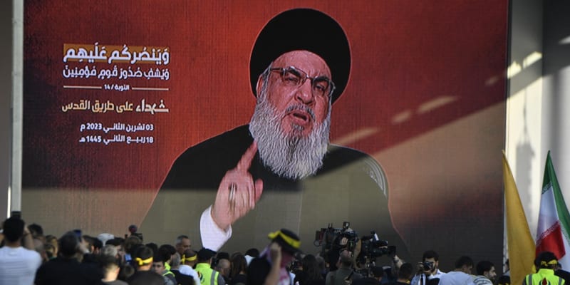 Vůdce libanonského uskupení Hizballáh Hassan Nasralláh ve svém projevu