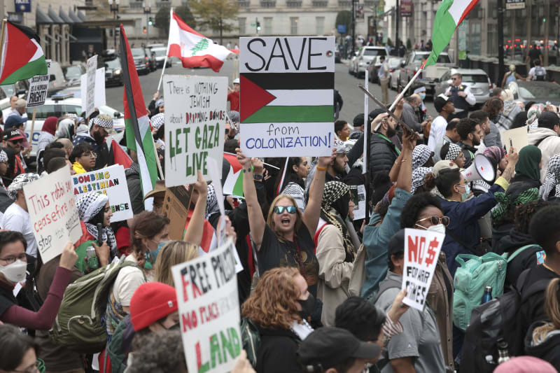 Do ulic Washingtonu vyšly tisíce lidí na podporu Palestiny.