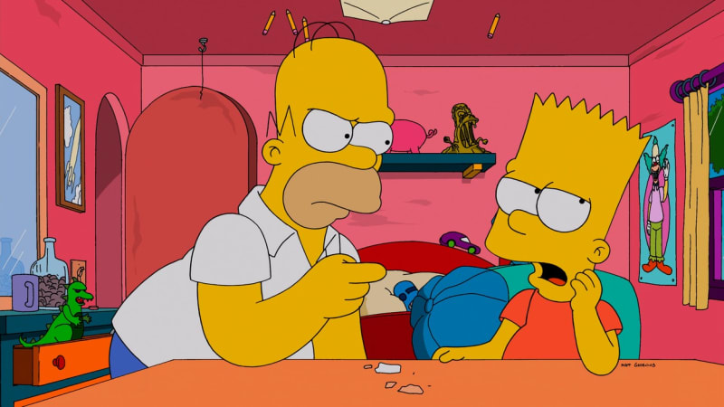 Homer Simpson po 34 letech nově nesmí škrtit svého syna Barta.