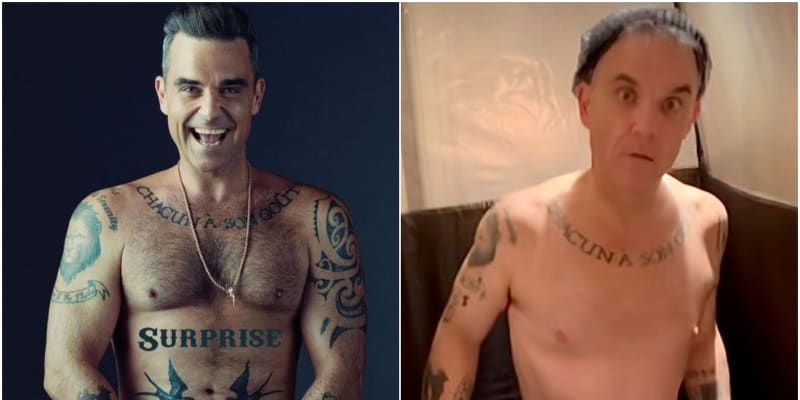 Zpěvák Robbie Williams prochází mužským přechodem.