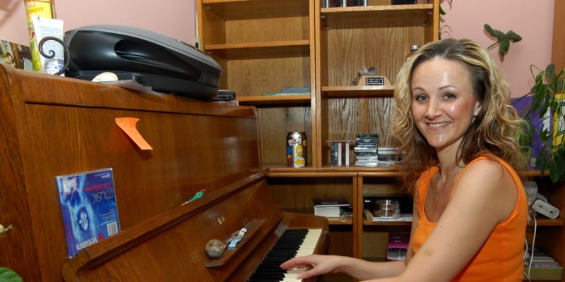 Klavír v domě zpěvačky Lindy Finkové nemůže chybět. 
