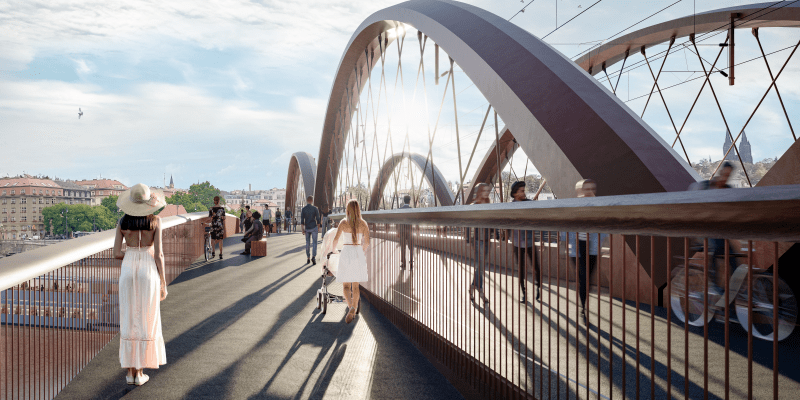 Nový železniční most pod Vyšehradem (vizualizace)