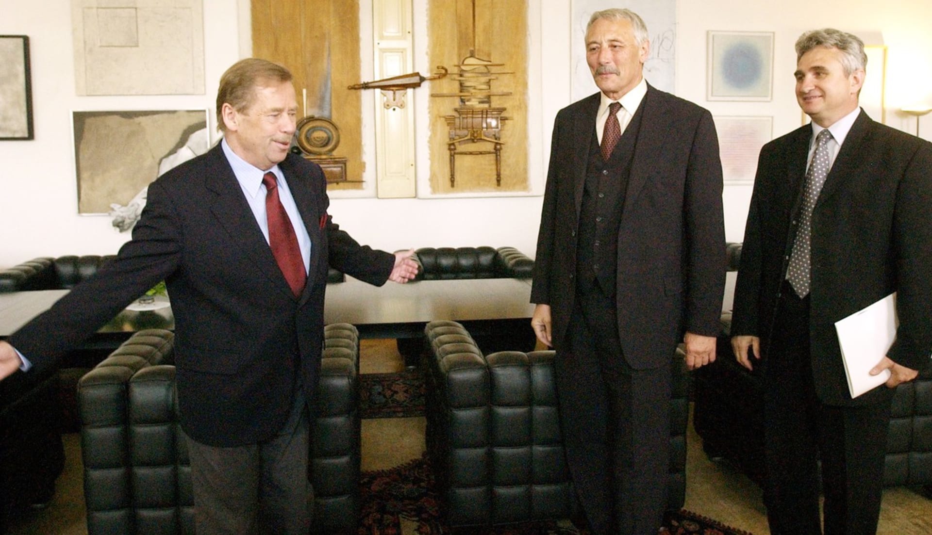 Milan Štěch s Richardem Falbrem a tehdejším prezidentem Václavem Havlem. 