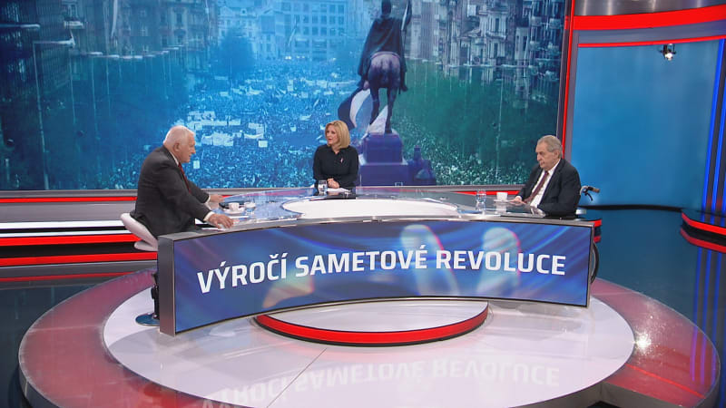 Václav Klaus a Miloš Zeman ve studiu CNN Prima NEWS
