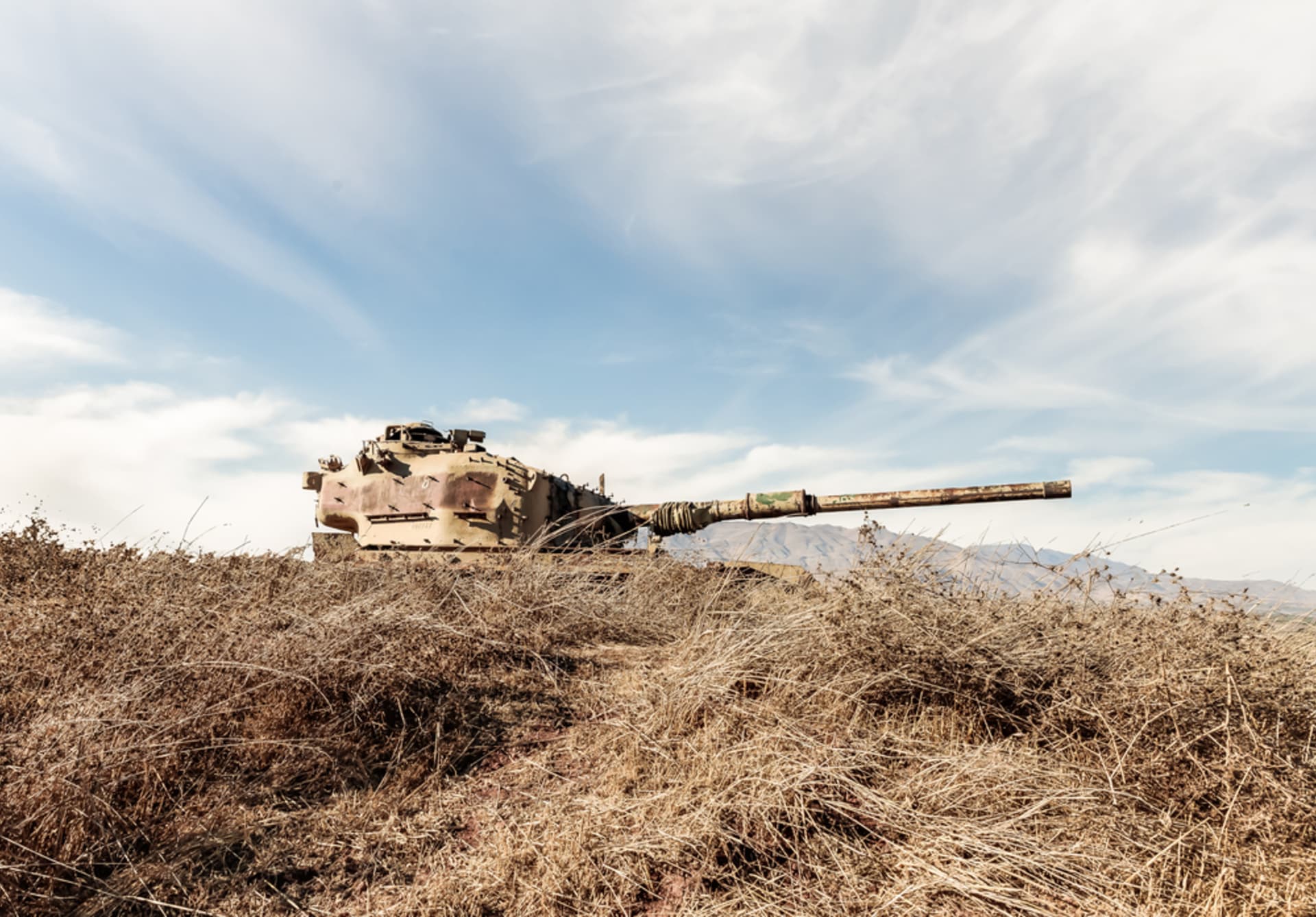 Věž zničeného izraelského tanku na Golanech