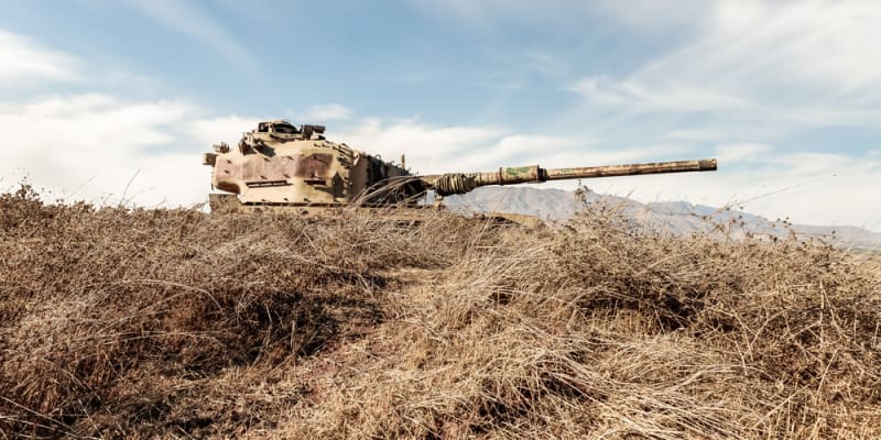 Věž zničeného izraelského tanku na Golanech