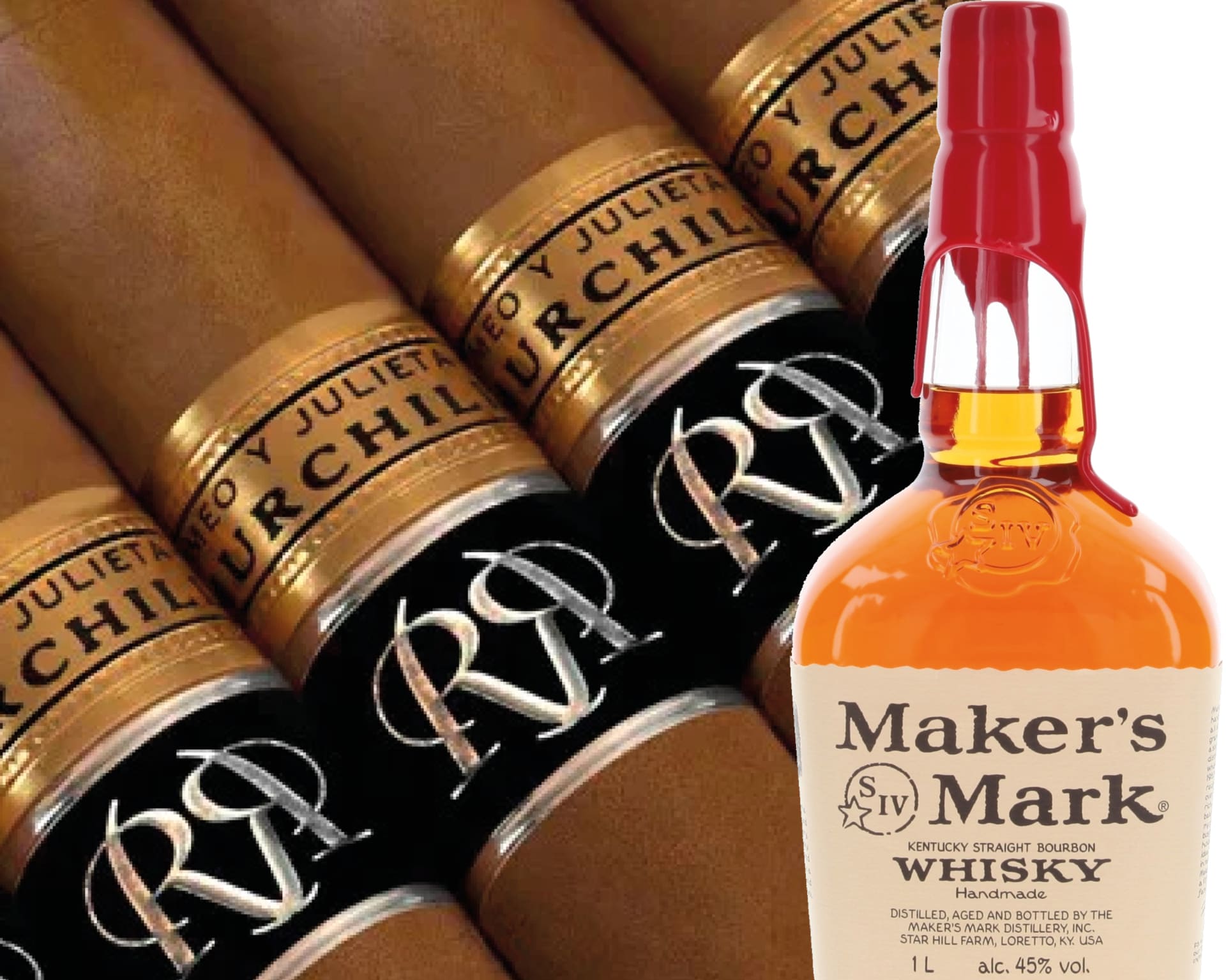 Jako dobrý společník pro doutníky Romeo y Julieta Churchill se jeví třeba bourbon Makers Mark.