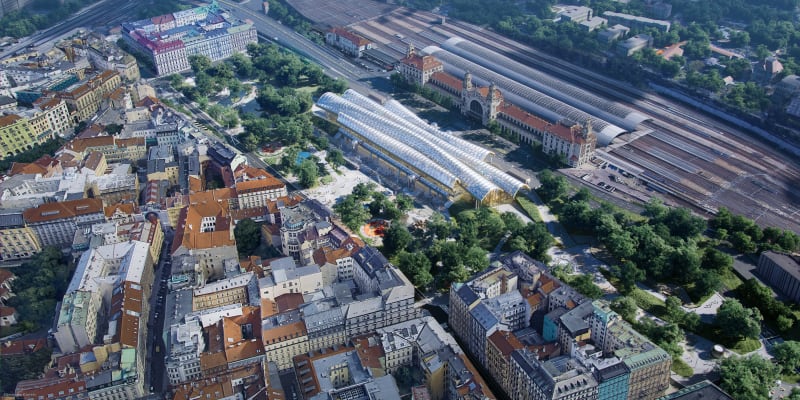 Návrh hlavního nádraží v Praze týmu barcelonských studií Miralles Tagliabue EMBT a OCA architects