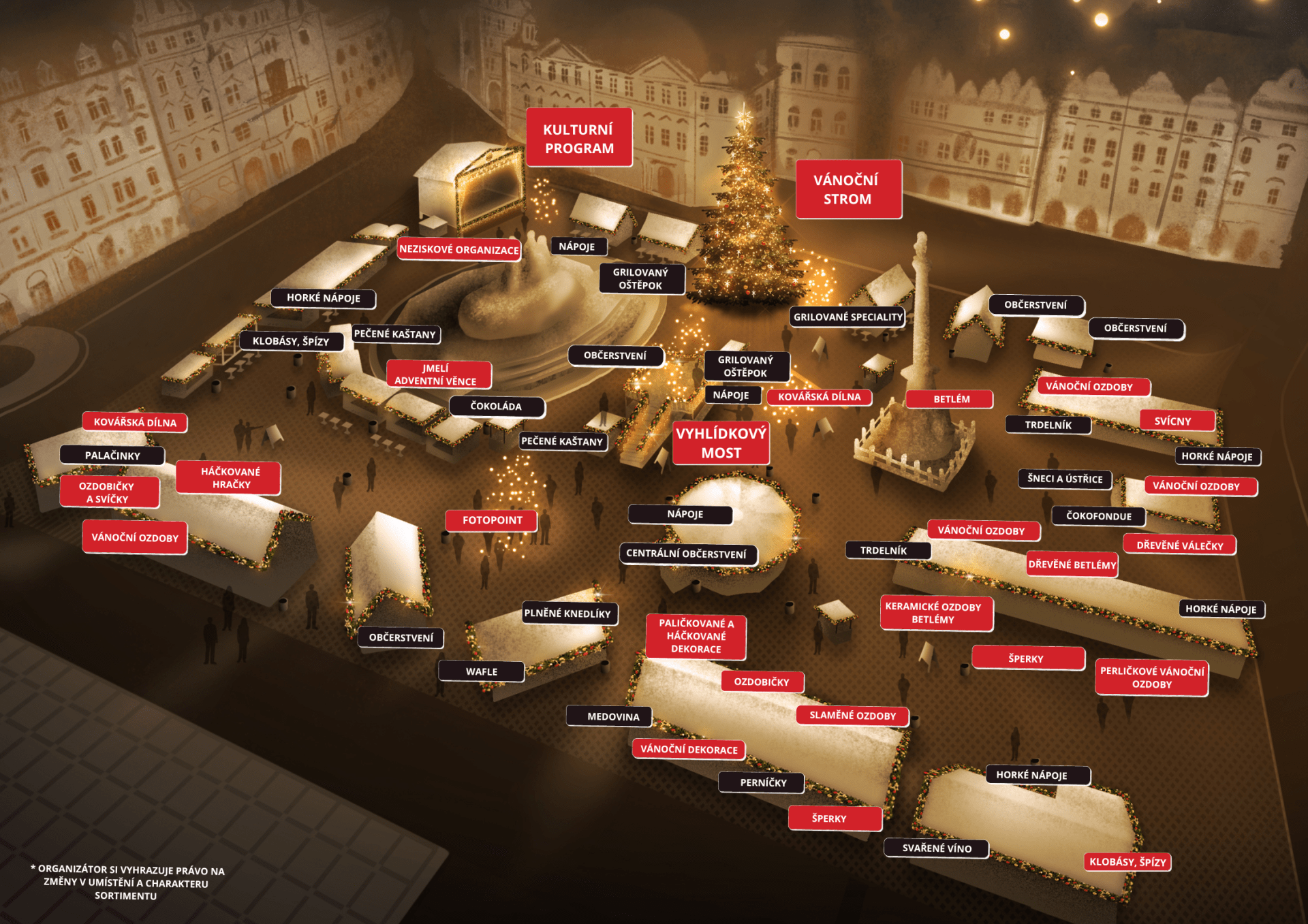 Mapa vánočních trhů na Staroměstském náměstí