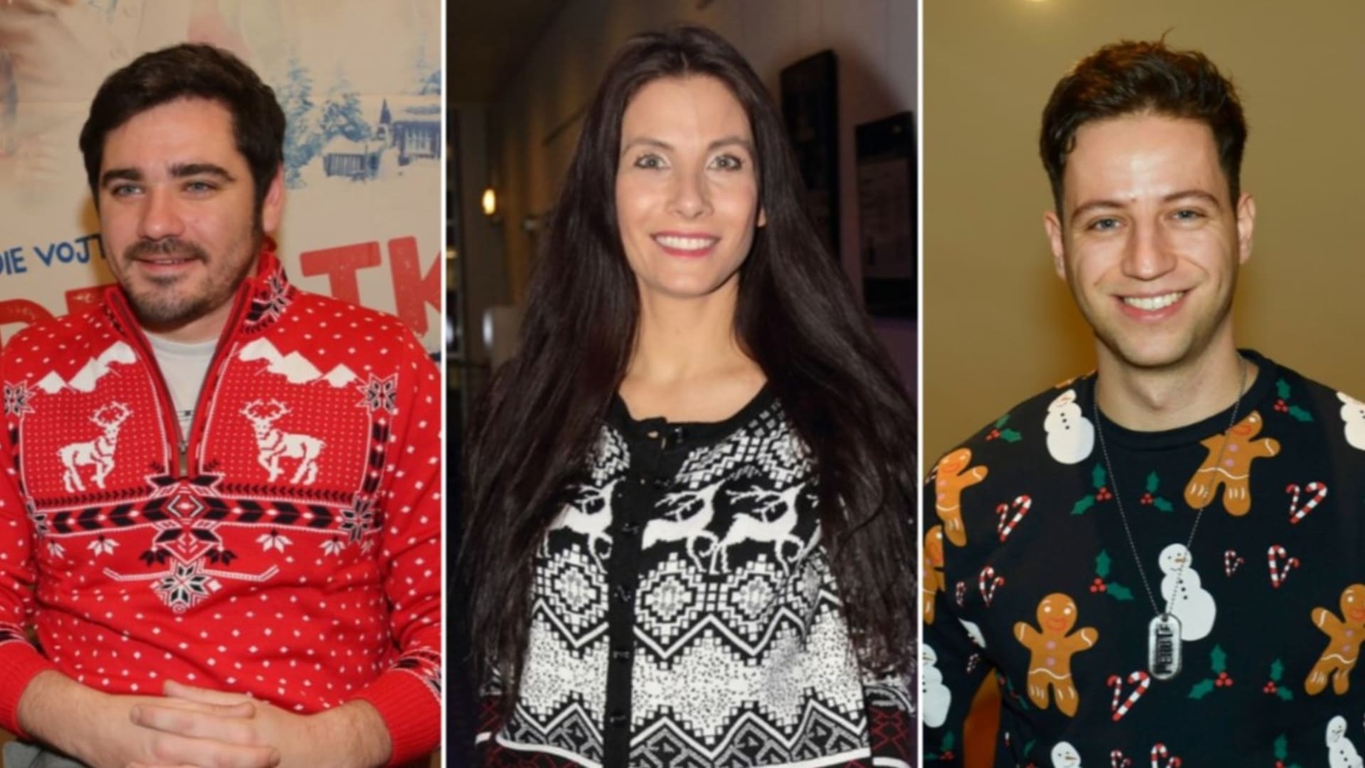Vánoční svetry nosí Vojta Kotek, Eva Decastelo i Milan Peroutka.
