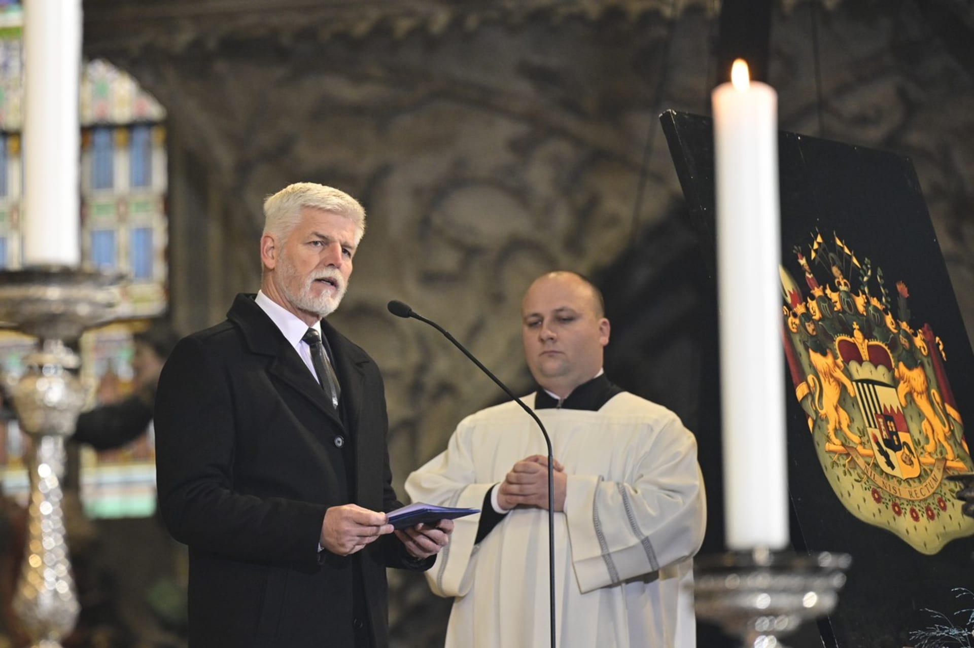 Prezident Petr Pavel během proslovu na pohřbu Karla Schwarzenberga (9. 12. 2023)