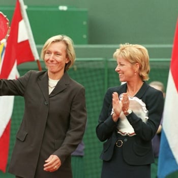 Tenistky Martina Navrátilová (vlevo) a Chris Evertová 