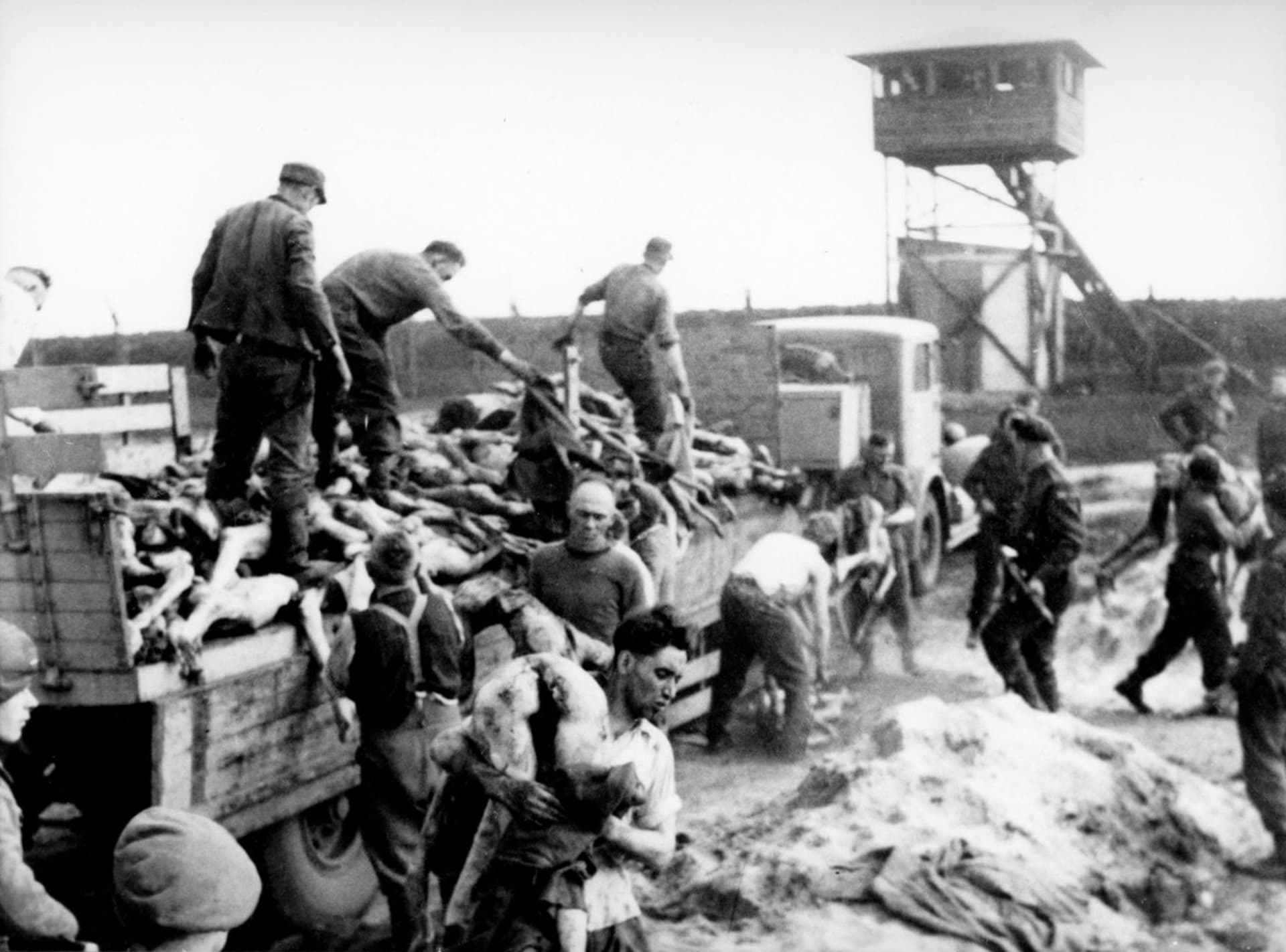 Těla v koncentračním táboře Belsen