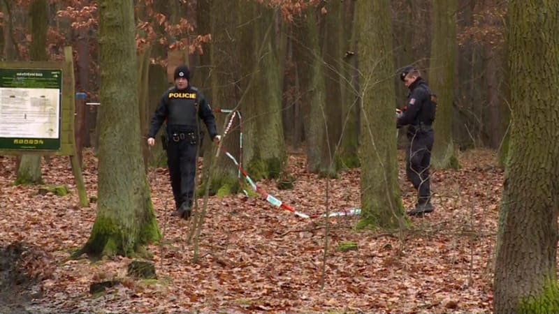 Policisté v okolí místa činu dvojnásobné vraždy v Klánovickém lese
