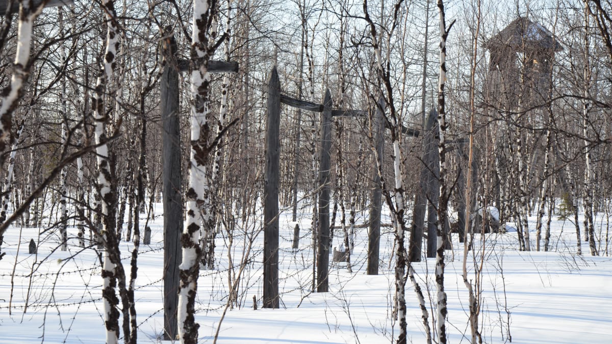 Opuštěný tábor Gulagu na severní Sibiři.