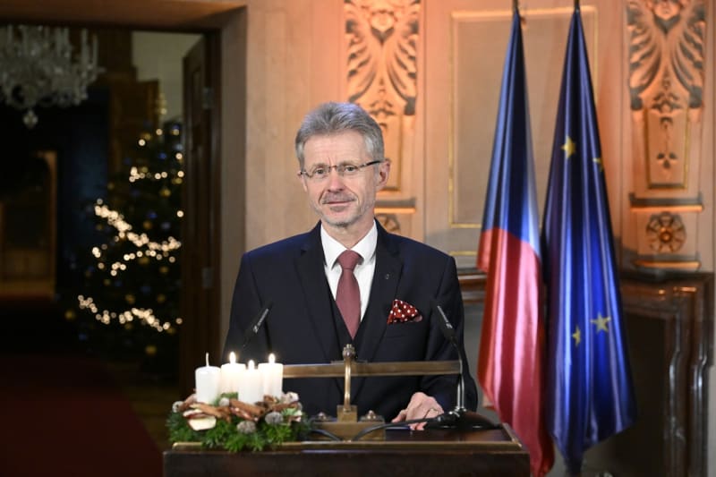 Předseda Senáru Parlamentu České republiky Miloš Vystrčil během adventního projevu (18. 12. 2023).
