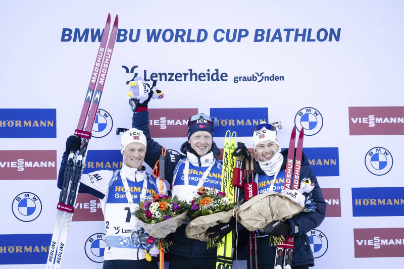 Sturla Holm Laegreid ve stíhacím závodě mužů na 12,5 km v rámci Světového poháru v biatlonu ve švýcarském Lenzerheide získal bronz.  