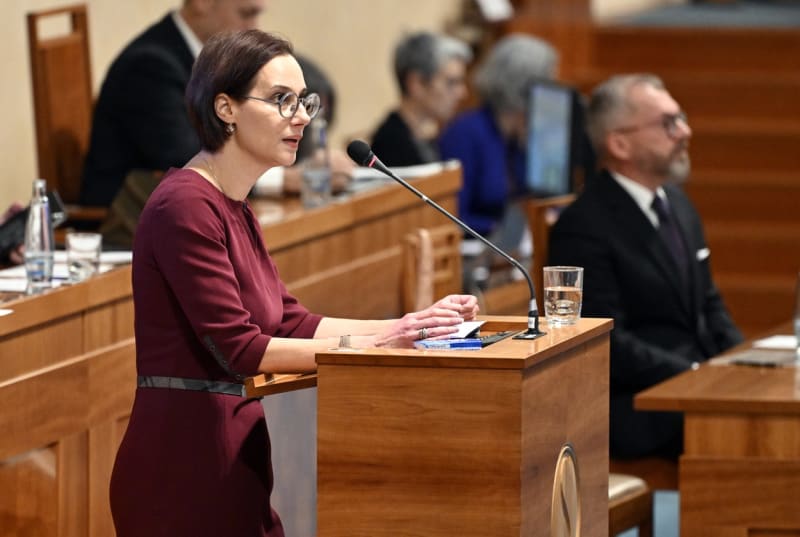 Lucie Dolanská Bányaiová v Senátu (14. 12. 2023).