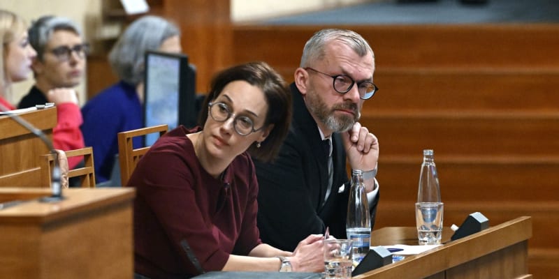 Zdeněk Kühn a Lucie Dolanská Bányaiová v Senátu (14. 12. 2023).