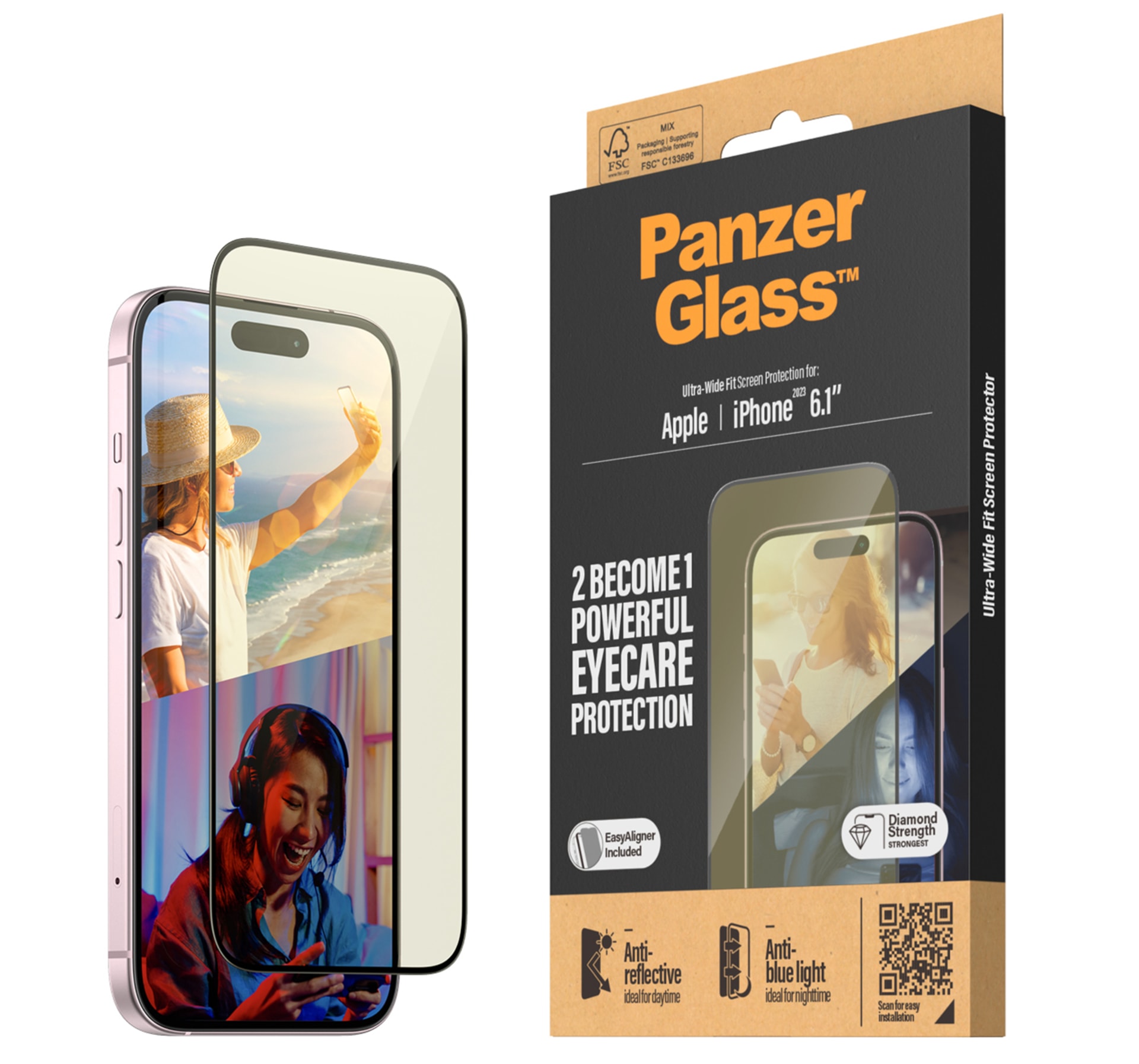 Nejprodávanější verze skel PanzerGlass, označovaná jako Ultra-Wide-Fit, je nabízena také ve verzi EyeCare, která kromě vašeho telefonu ochrání i vaše oči.