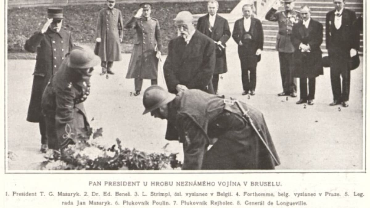 Prezident Masaryk na oficiální návštěvě v Belgii v říjnu 1923.