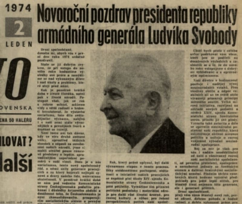 Novoční projev prezidenta Ludvíka Svobody z 1. ledna 1974