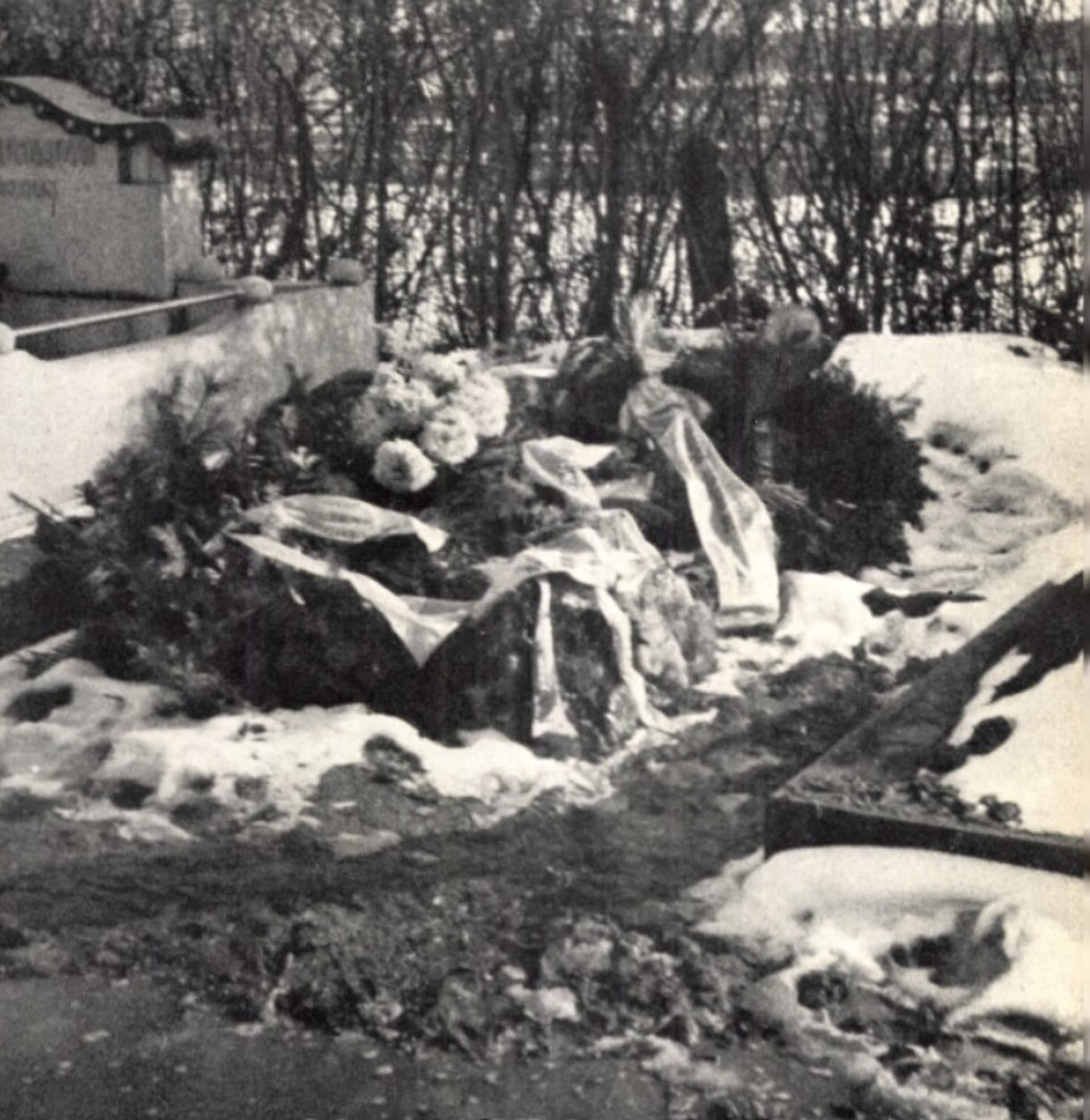 Wolkerův hrob den či několik dnů po pohřbu z 5. ledna 1924. Foto z knihy Zdeny Wolkerové z roku 1937