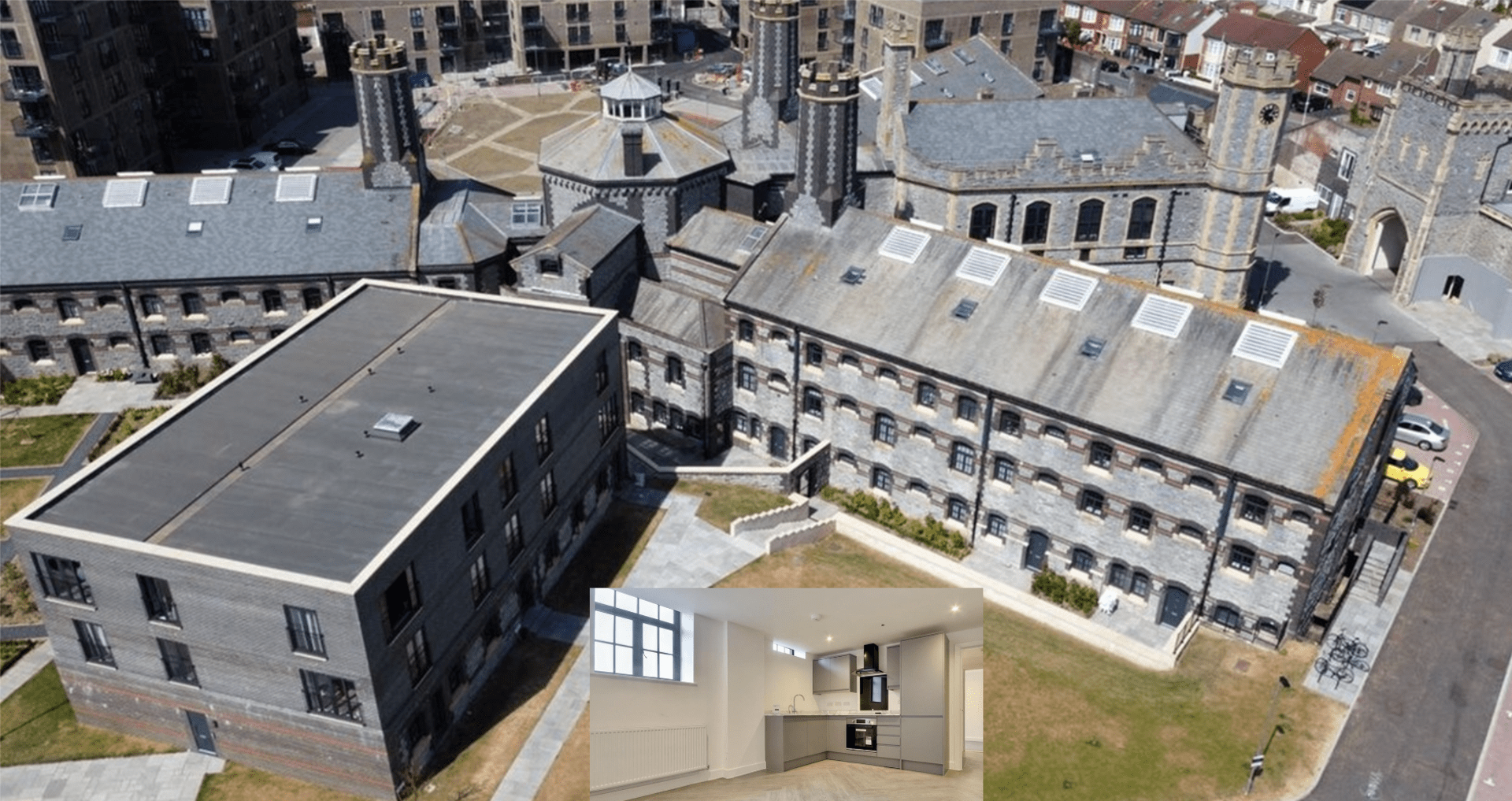 Z bývalé věznice Kingston v anglickém Portsmouthu, která sloužila do roku 2013 pro doživotně uvězněné zločince, je nyní moderní  bytový dům.