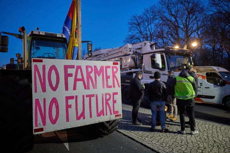 Němečtí zemědělci protestují po celé zemi (8. 1. 2024).