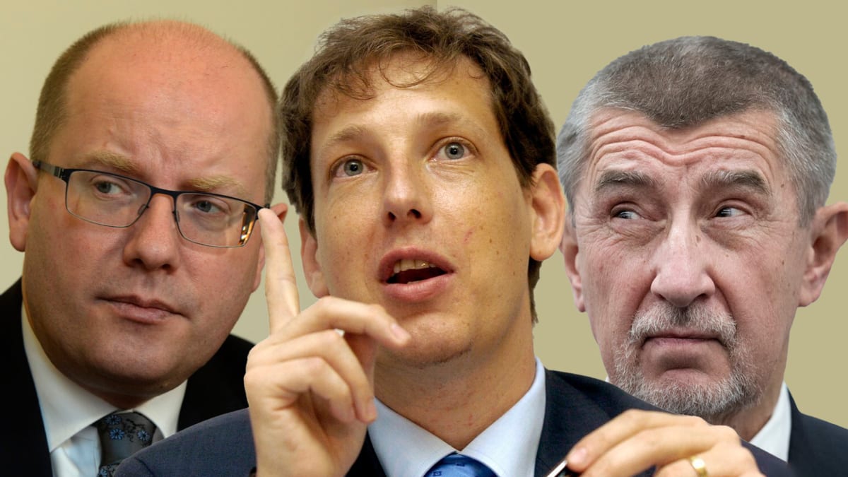 Bývalí předsedové vlád Bohuslav Sobotka, Stanislav Gross a Andrej Babiš.