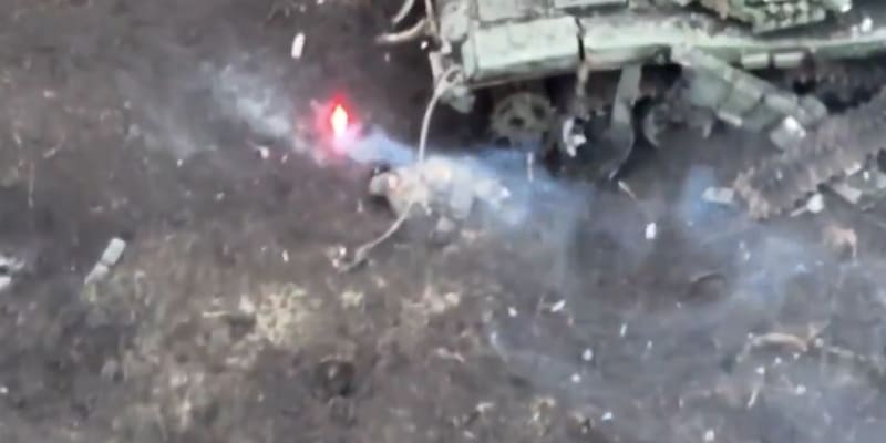 Úder ukrajinských dronů na ruské vojáky