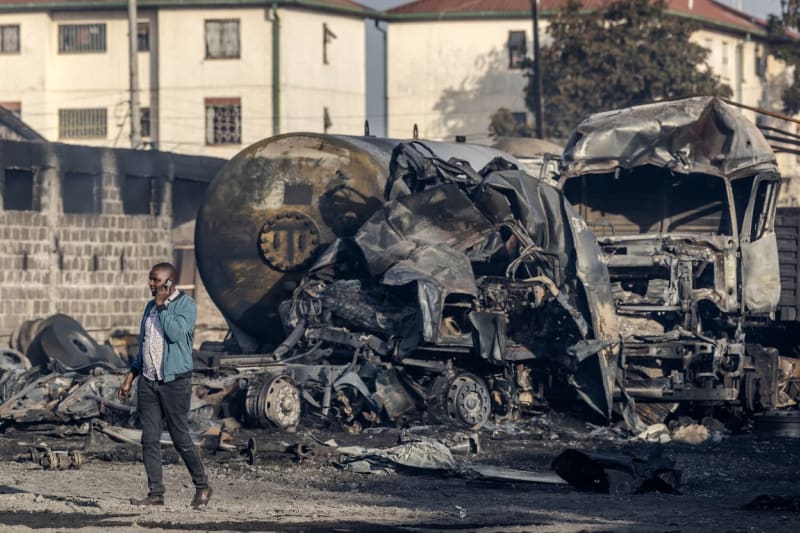 Následky výbuchu a požáru v Nairobi (2. 2. 2024)