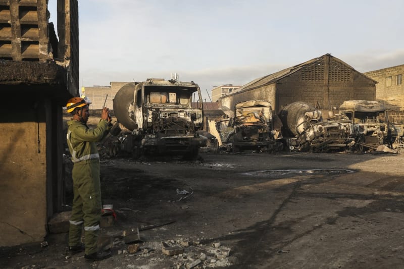 Následky výbuchu a požáru v Nairobi (2. 2. 2024)