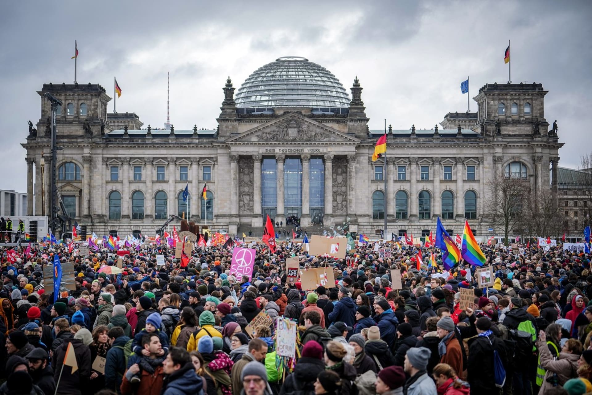 Demonstrace proti pravicovému extremismu v Berlíně (04. 02. 2024)