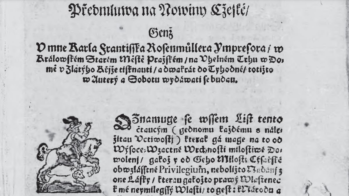 První české noviny pravidelně vycházely od 4. února 1719, šlo o Český postilion. Nulté číslo z roku 1719.