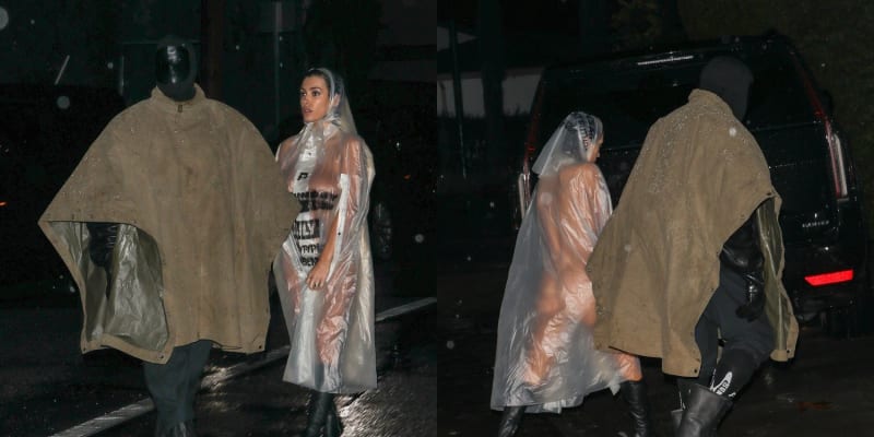 Kanye si vyrazil s manželkou, která opět předvedla mimořádně bizarní outfit.