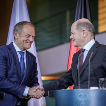 Německý kancléř Olaf Scholz a polský premiér Donald Tusk