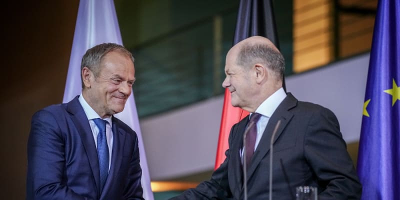 Polský premiér Donald Tusk a německý kancléř Olaf Scholz