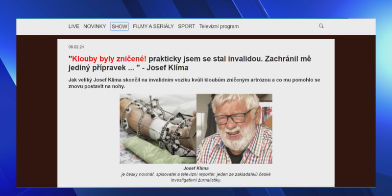 Podvodníci zneužili k propagaci zázračných tablet novináře Josefa Klímu.