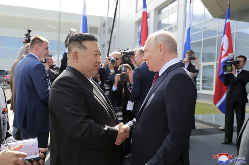 Ruský prezident Vladimir Putin na setkání se severokorejským vládcem Kim Čong-unem