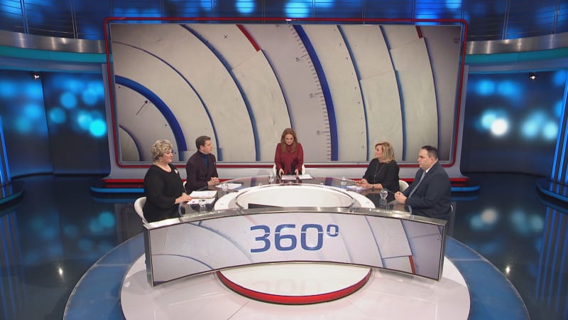 Věra Kovářová (STAN), Jan Skopeček (ODS), Alena Schillerová (ANO) a Jan Hrnčíř (SPD) v pořadu 360