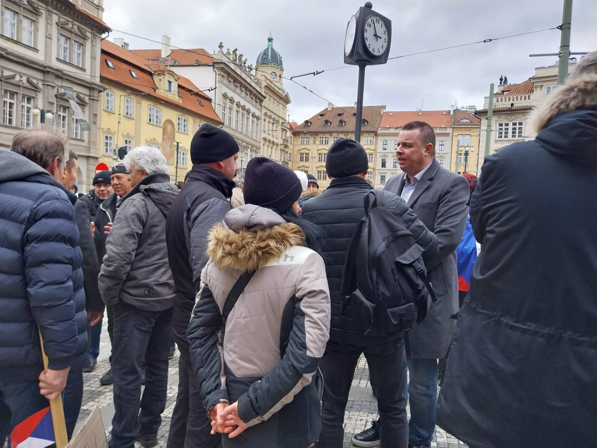 Předseda mimoparlamentní strany PRO Jindřich Rajchl na demonstraci